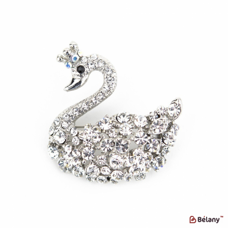 Брошь "Swan with crown"