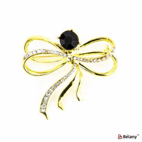 Брошь "Bow and black gem"