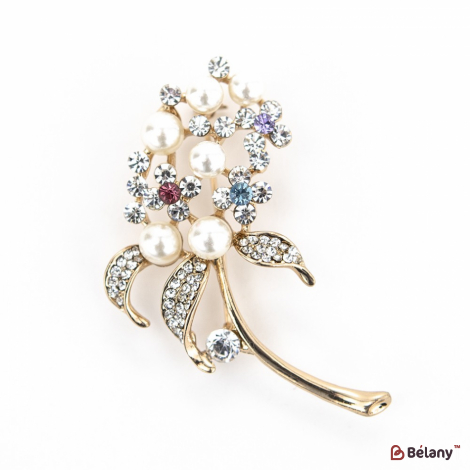 Брошь "Branch gem and pearl"