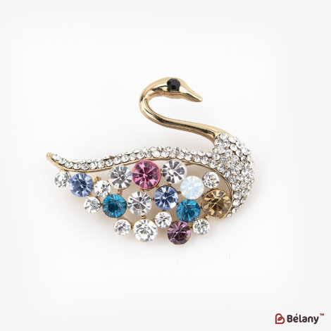 Брошь " Swan and gem"