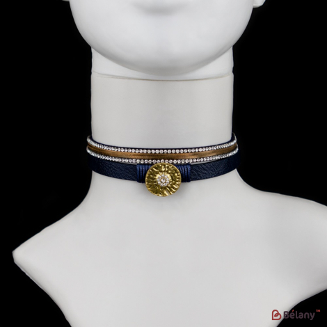 Чокер "Gold medallion" синий