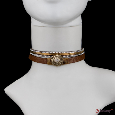 Чокер "Gold medallion" коричневый