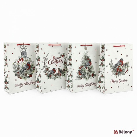 Новогодний пакет "Merry Christmas white" L Микс