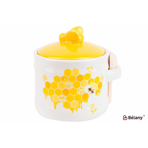 Банка керамічна з дерев'яною ложечкою "Honey collection" 450 мл
