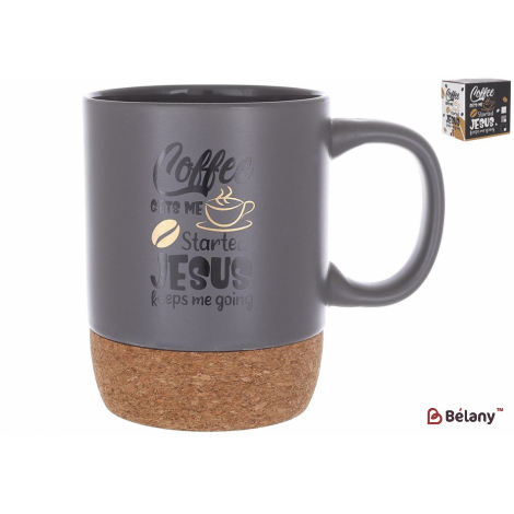Керамічний кухоль на пробковій основі 400 мл "Coffee" сіра