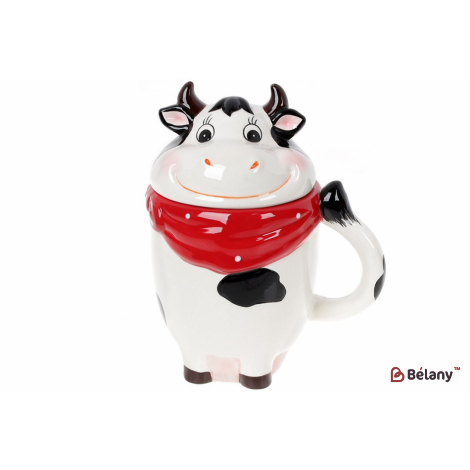 Керамічний кухоль 460 мл "Cow" з кришкою