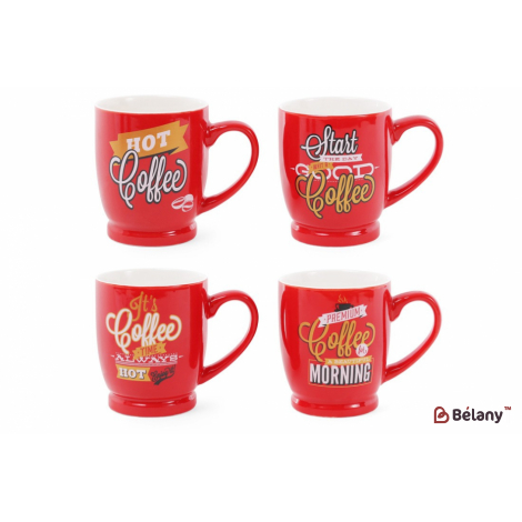Набор фарфоровых кружек, с принтом 260 мл " Coffee in red"