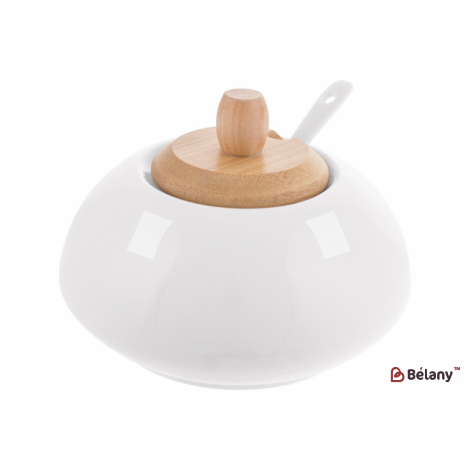 Фарфорова цукорниця з кришкою (бамбук) "Nouvelle", ложечка в комплекті