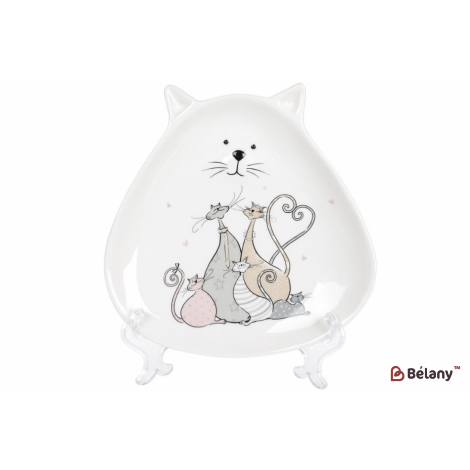 Керамічне блюдо, 19 см "Cat family", біле