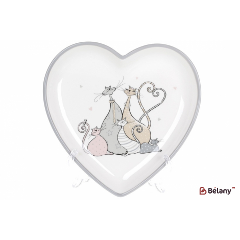 Керамічне блюдо, 20 см "Cat family", біле