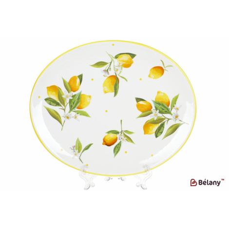 Керамическое овальное блюдо, 30.5 см "Lemon flavor ", белое