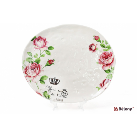 Керамічне овальне блюдо, 35 см "Rose"
