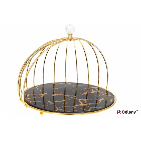 Порцелянова підставка у формі клітини для птиці 27 см "Marmo black"