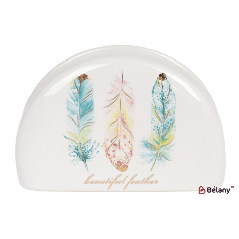 Керамическая салфетница 10 см "Pink Feather"