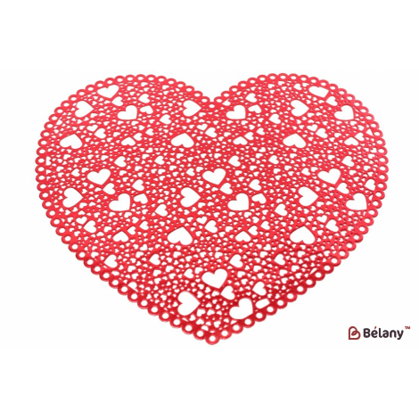 Ажурная салфетка для сервировки 38 см "Heart" красный