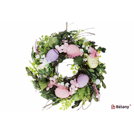 Пасхальный венок (декоративный) 25 см "Let goodness into your heart" пастельные тона
