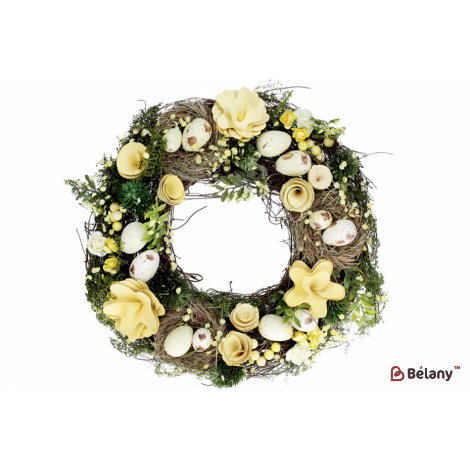 Великодній вінок (декоративний) 31 см "Spring whiteflower" жовтий