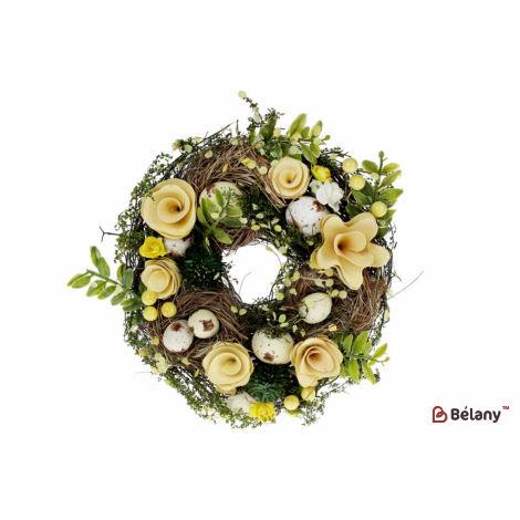 Великодній вінок (декоративний) 21 см "Spring whiteflower" жовтий