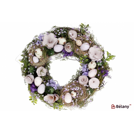 Великодній вінок (декоративний) 31 см "Spring whiteflower" бузковий