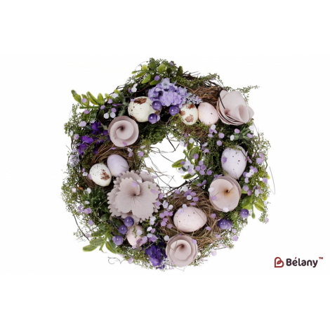 Великодній вінок (декоративний) 21 см "Spring whiteflower" бузковий