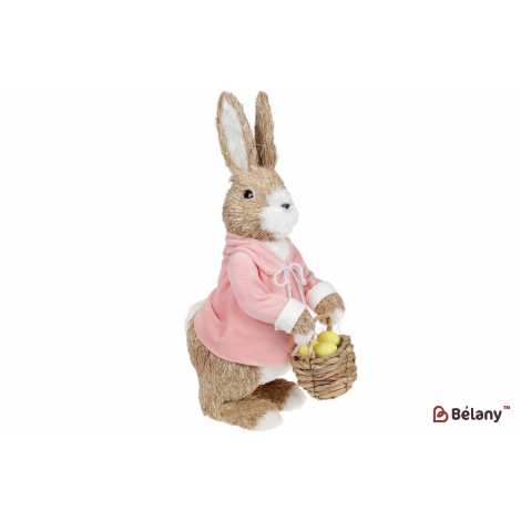 Пасхальная фигура кролик с корзинкой (декор) 47 см " Mrs.Bunny" розовый