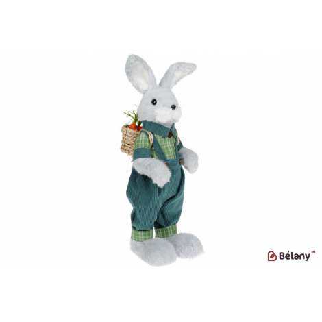 Пасхальная фигура кролик с корзинкой (декор) 59 см " Mr.Bunny" серый