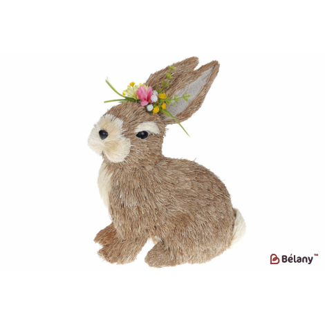 Пасхальная фигура кролик с цветами (декор) 31 см " Mrs.Bunny" коричневый