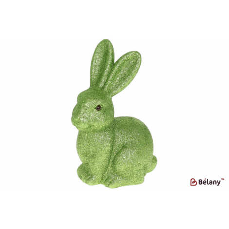Пасхальная фигурка кролик (декор) 21,5 см " Daisy" зеленый глиттер