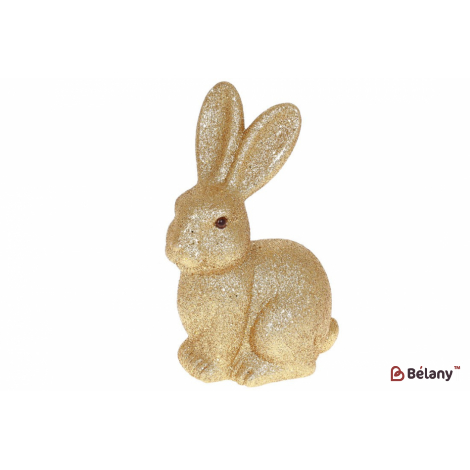 Пасхальная фигурка кролик (декор) 21,5 см " Daisy" золотой глиттер