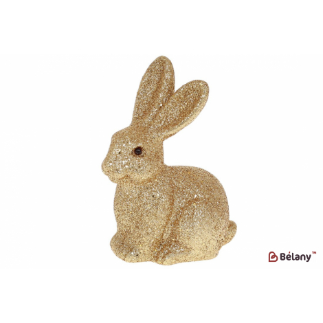 Пасхальная фигурка кролик (декор) 15 см " Daisy" золотой глиттер