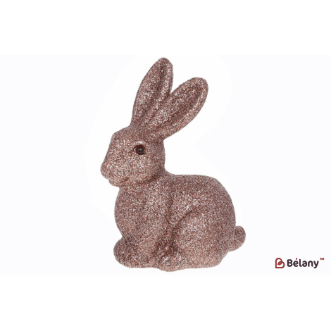 Пасхальная фигурка кролик (декор) 15 см " Daisy" глиттер мокко