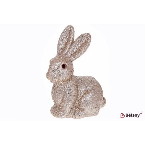 Пасхальная фигурка кролик (декор) 15 см " Daisy" глиттер шампань