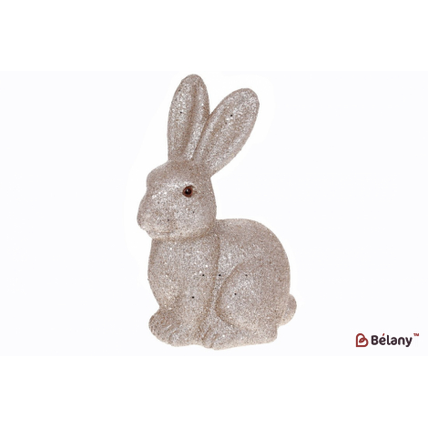 Пасхальная фигурка кролик (декор) 21,5 см " Daisy" глиттер шампань