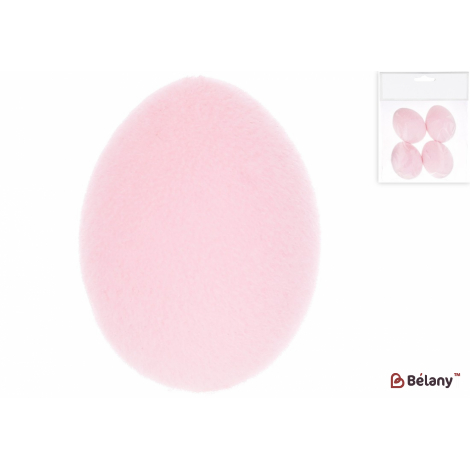 Пасхальное яйцо (набор, 4 шт ) 4*5.5 см "Egg for christs day" флоковое напыление, розовый