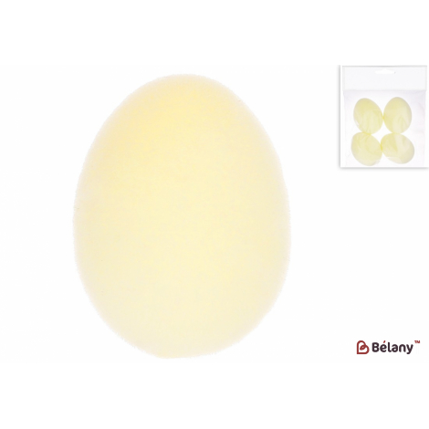 Пасхальное яйцо (набор, 4 шт ) 4*5.5 см "Egg for christs day" флоковое напыление, пастельный желтый