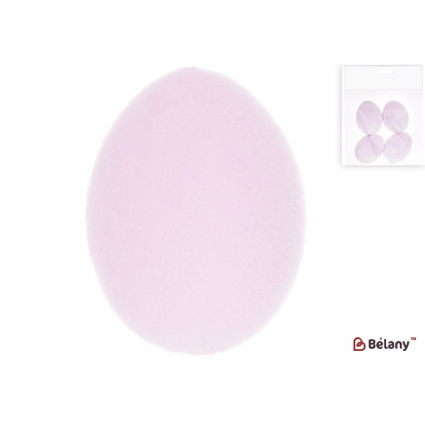 Пасхальное яйцо (набор, 4 шт ) 4*5.5 см "Egg for christs day" флоковое напыление, лавандовый