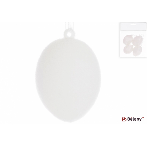 Пасхальное яйцо (набор, 4 шт ) 4*6 см "Egg for christs day" флоковое напыление, белый