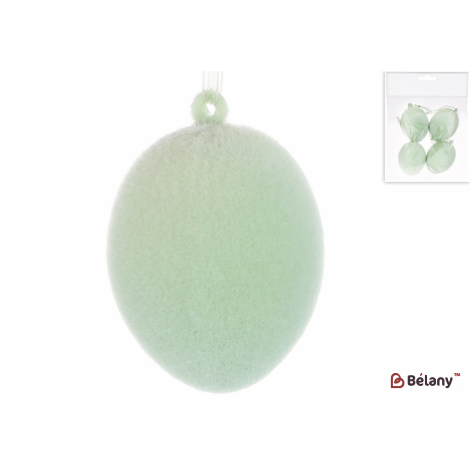 Пасхальное яйцо (набор, 4 шт ) 4*6 см "Egg for christs day" флоковое напыление, тиффани