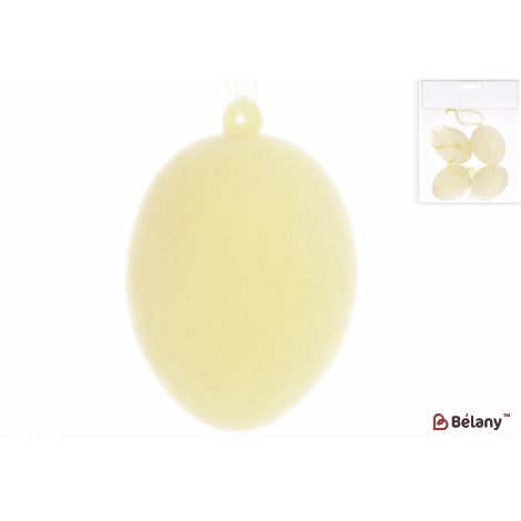 Пасхальное яйцо (набор, 4 шт ) 4*6 см "Egg for christs day" флоковое напыление, пастельный желтый