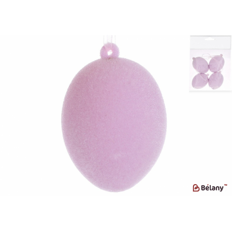 Пасхальное яйцо (набор, 4 шт ) 4*6 см "Egg for christs day" флоковое напыление, лавандовый