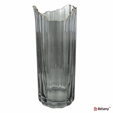 Стеклянная ваза "Gold peak M" серая