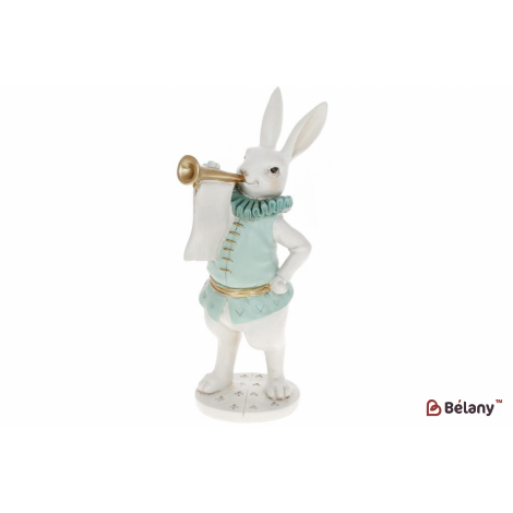 Пасхальна фігура (декор) 29 см "Royal rabbit", білий з бірюзовим