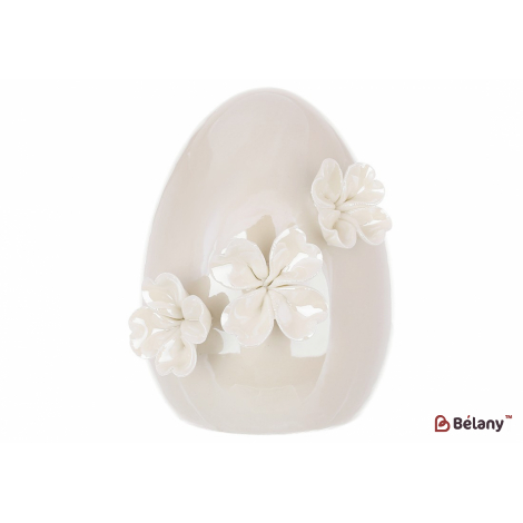 Пасхальне порцелянове яйце(декор) 13,5 см "Easter joy", білий перламутр