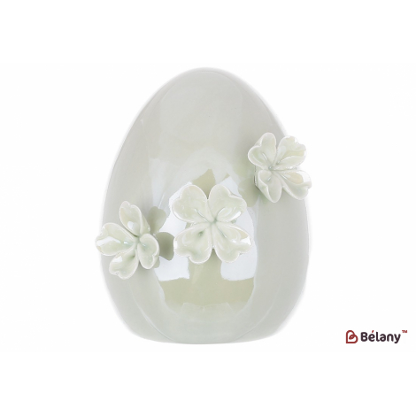 Пасхальное фарфоровое яйцо(декор) 10 см "Easter joy", зеленый перламутр