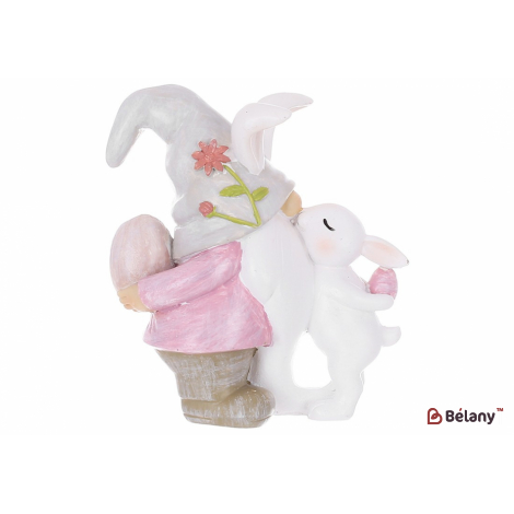 Пасхальная статуэтка (декор) 9 см " Easter gnome", розовый с белым