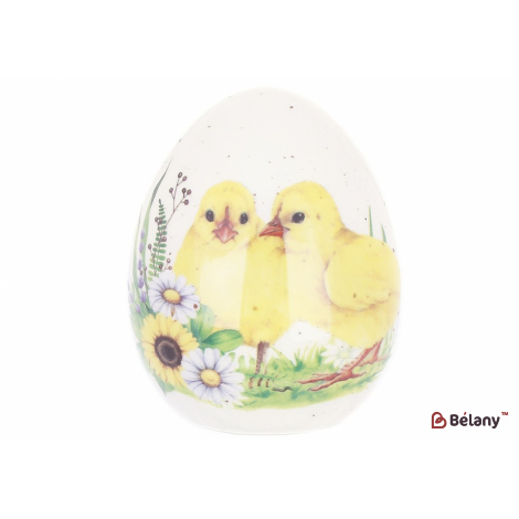 Пасхальное керамическое яйцо (декор) 7 см " sunny chicken", белый