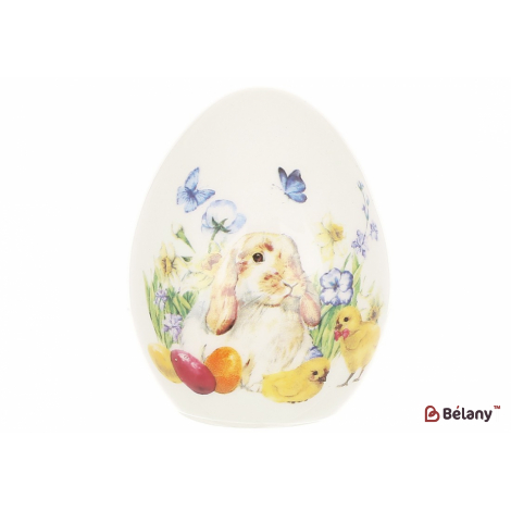 Пасхальное керамическое яйцо (декор) 10 см "Sunny bunny", белый
