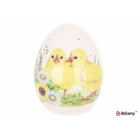 Пасхальное керамическое яйцо (декор) 10 см " sunny chicken", белый