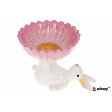 Керамічна фруктівниця 20 см "Lira", білий з рожевим