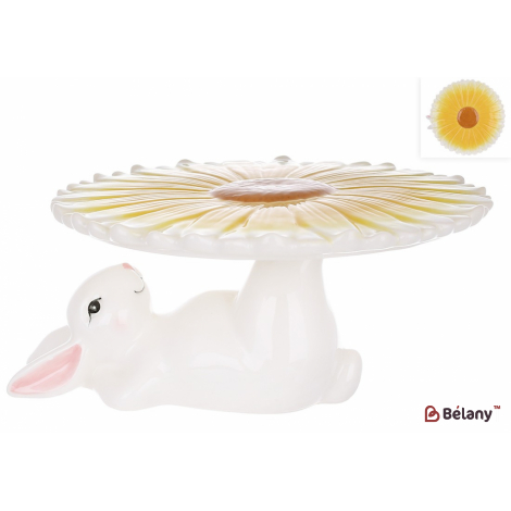 Керамическая подставка для пасхи (торта) 23 см  "Lira" , белый с желтым